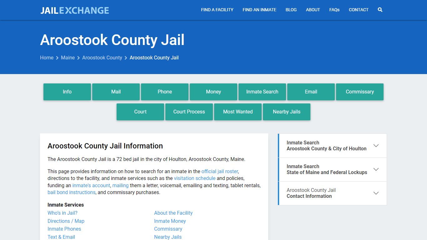 Aroostook County Jail, ME Inmate Search, Information